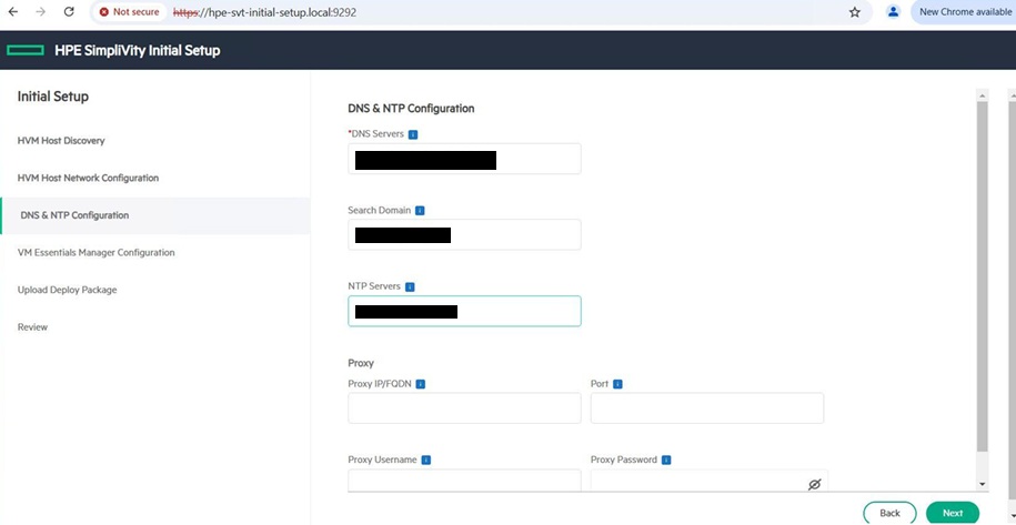 Initial Setup 4단계 DNS 및 NTP 서버 설정
