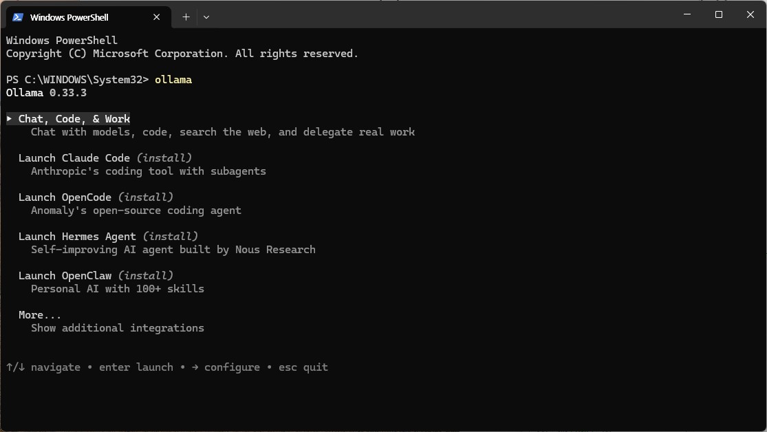 Ollama CLI 명령어 실행 확인
